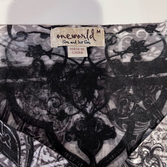 y2k gray and white boho baby doll patterned top - Picture 7 of 10